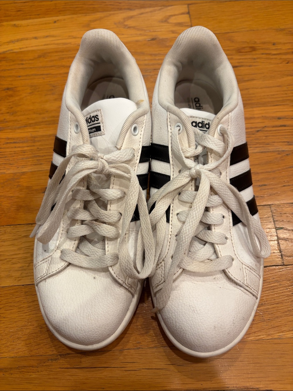 Adidas Classic White Leather Samba Sneakers Blue Stripe